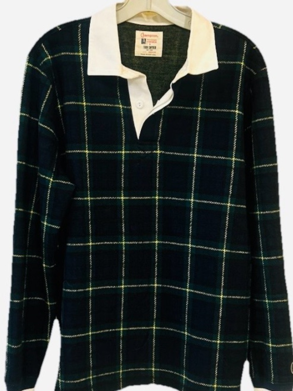 Todd Snyder x Champion Plaid Rugby Shirt Men’s M Wool Blend Made in Portugal